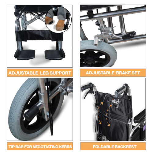 The York Attendant Propelled Transit Chair Black 1
