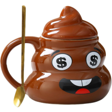 Roztomilý keramický hrnek na vodu s hovínky, hrnek s hovínky, trikový dárek