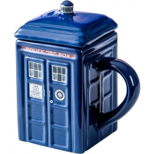Hrnek na kávu a čaj Police Box Keramický hrnek s víčkem, dárek k narozeninám