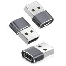 (grå) USB C hun- til USB han-adapterpakke med 3 stk., type A strømforsyningsopladerkabeladapter kompatibel med iPhone 11 12 13 Pro Max, SE,