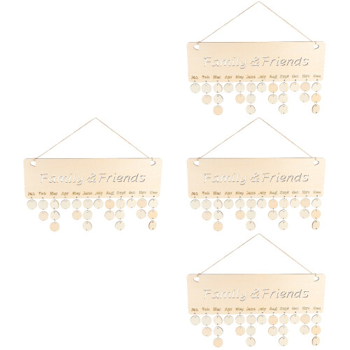 4Pcs Madeira Calendário De Aniversários Decoração Parede 2