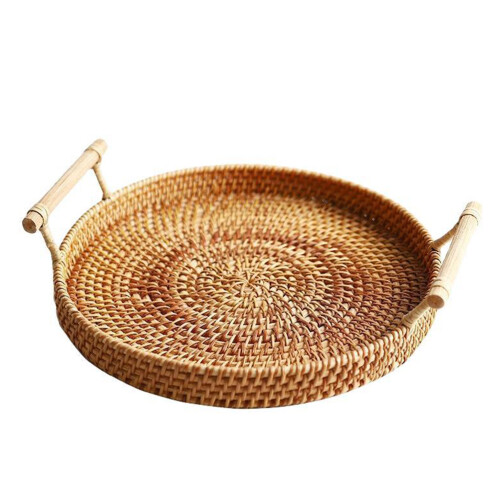 2 Unidades Cesta Trançada Rattan Com 28X4Cm