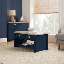 Coffee Table Blue & Oak Birlea Highgate 2 Drawer Navy Farmhouse Shabby Chic