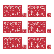 Non-Slip Placemats, Heat-Resistant PVC Material Dining Table Decoration, Reversible Christmas Placemats with Winter Theme, Snowflake Design for Holida