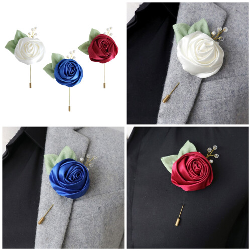 5Pcs Elegant Rose Corsage Artificial Rose-royal blue 2
