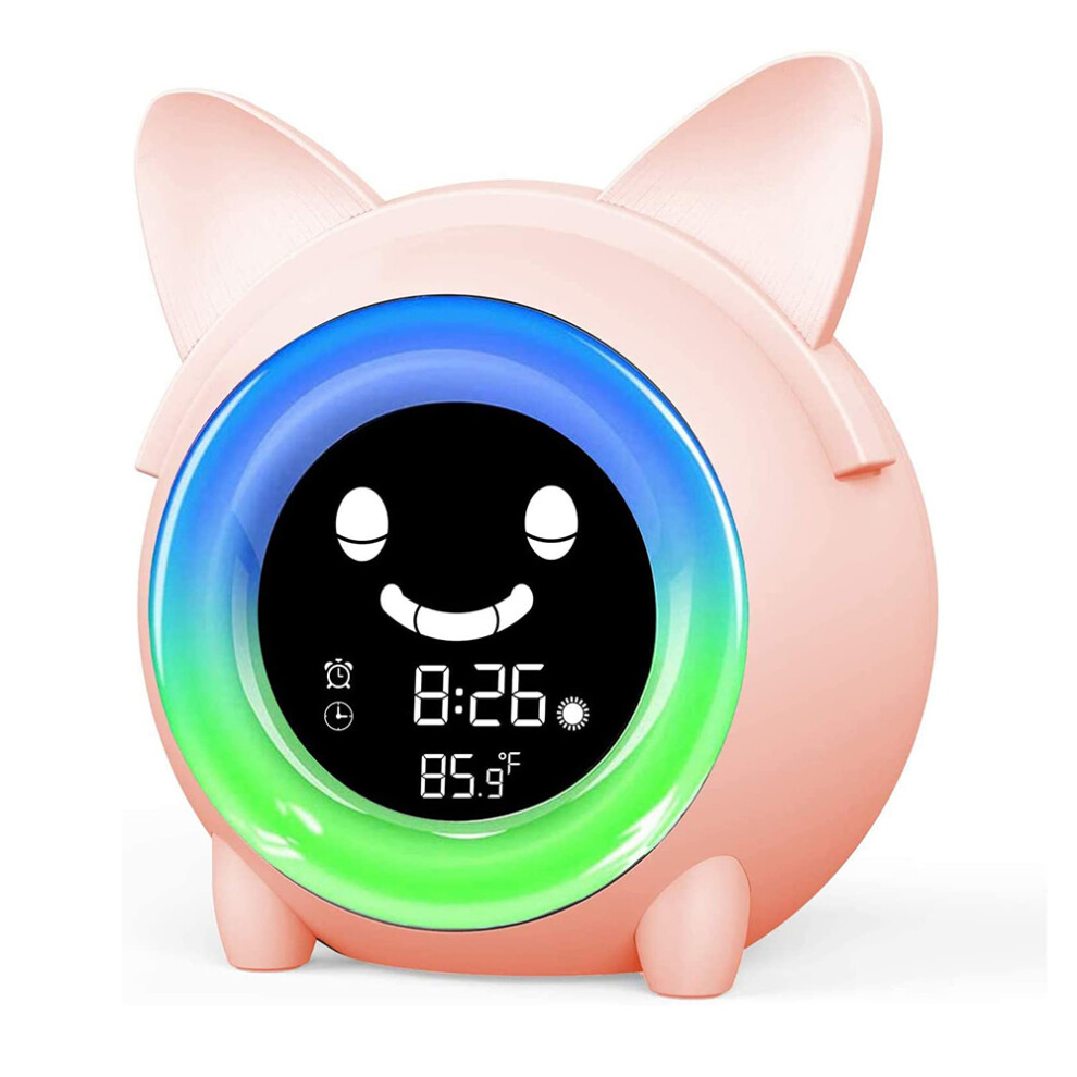 Colorful Night Clock, Cartoon Cat Shaped Kids Alarm Clock With Silent Countdown And 12/24 Hour Format, Macaron, A Birthday Present For Children Light