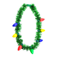 Lichterkette mit Lametta, LED-Weihnachtskette, festliche Partyaccessoires, Weihnachtsdeko mit Glöckchen, leuchtende Halskette für Kinder und