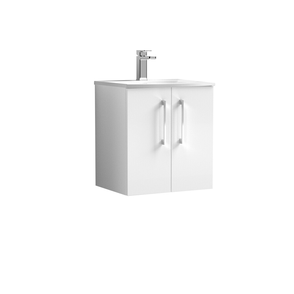 Photos - Washbasin cabinet Balterley Level Contemporary Bathroom 2-Door Wall-Hung Curved Basin Vanity Unit, Gloss White, 500mm White BFLE121G