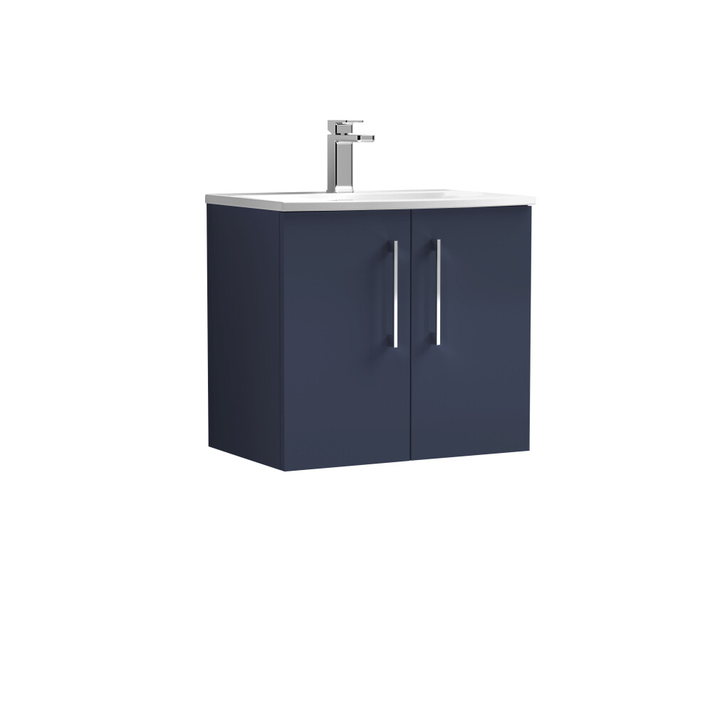 Balterley Level Modern Bathroom Wall Hung 2-Door Vanity & Basin, Midnight Blue, 600Mm