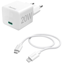 Hama USB-laturi 20 W 1x USB-C, 1x Apple Lightning valkoinen sisäpuoli