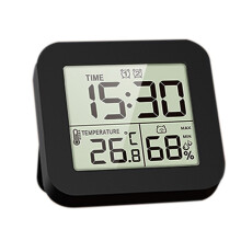 Portable Desk Clock with 3 Alarms Temperature Humidity-Black