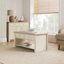 Coffee Table Cream & Oak Birlea Highgate 2 Drawer Farmhouse Shabby Chic