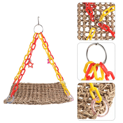 2Pcs Multi Bird Sleeping Toy Straw Rope Parrot Cage Toy 2