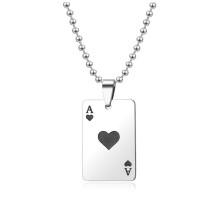 Unisex Mode Heldig Spades Ace Halskæde Nøglering Poker Sølv Vedhæng
