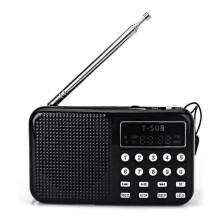 (Negru) Radio FM T508 Player muzical MP3 Boxă de interior și exterior reîncărcabilă cu cablu