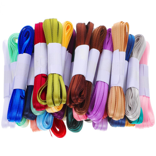 120 Pcs Solid Color Polyester Ribbon For Gift Wrapping And Crafts 2