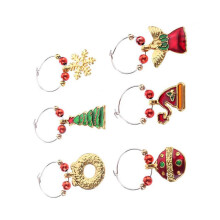 12 Stuks Kerststijl Wijnglascharms Met Ringen En Draadogen