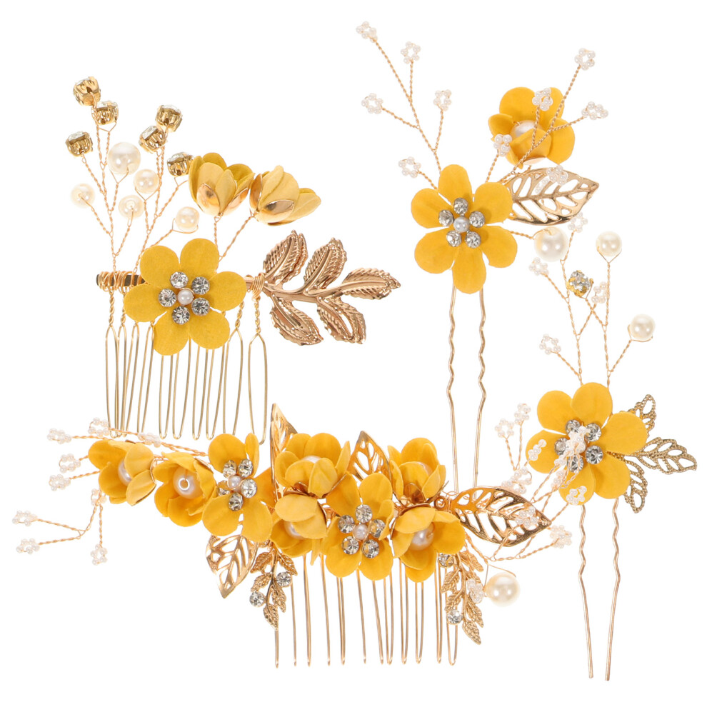 2Set Pettine E Spilla Per Gialli Nuziali Decorativi-image