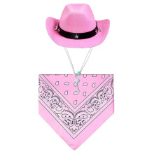 Haustier-Cowboy-Kostüm, Hunde-Cowboy-Hut, Bandanas,-Rosa