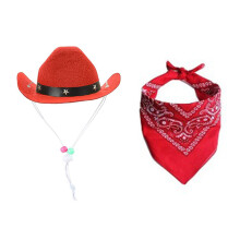 Cosplay Costume Cowboy Caps Bandanas for Cats Dogs Lovely-Red
