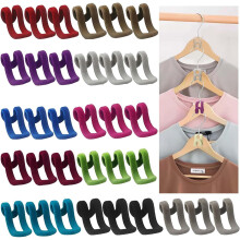 Háčky na ramínka na oblečení, prostorově úsporné protiskluzové háčky s vločkovým potahem, 33 ks