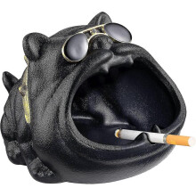 Utendørs askebeger for sigaretter, kule askebegersett for hasj, dekorative fancy askebegre med svart bully dog-design, keramisk as
