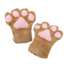 Cosplay Animal Paw Gloves Cat Paw Mittens Wolf Paw Mittens Bear Paw Mittens Fox Paw Mittens Brown Faux Fur