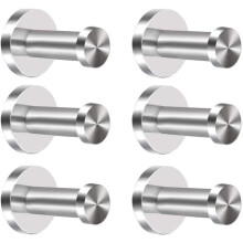 6-delers sett med håndklekroker, kleskroker, garderobekroker, kleskroker i rustfritt stål, børstet overflate, veggkroker, håndkleh