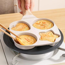 Zestaw 4 patelni do jajek z powłoką zapobiegającą przywieraniu – odlewana aluminiowa patelnia do naleśników i omletów na śniadanie, komp
