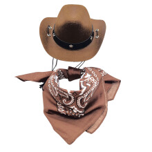Festival Pet Cowboy Outfit Cowboy Hat Flower-Dark brown