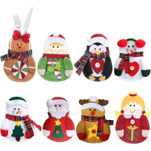 Herbruikbare bestekhouder in de vorm van een sneeuwpop, gemaakt van non-woven materiaal voor een sterke kerstsfeer, kerstservies met schattige