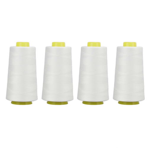 4 stk. overlocktråd hvit premium polyester solid slitesterk slitesterk mye brukt hvit tråd