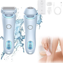 Aparat de tuns bikini (albastru) pentru femei, aparat de ras electric pentru femei, rezistent la apă IPX7 pentru utilizare umedă