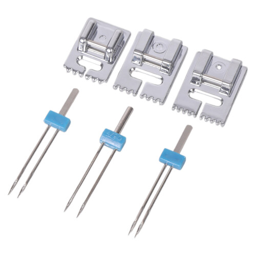 3Pcs Sewing Machine Twin Needle and Presser Foot Set 2/90-A