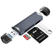 YIIFELL SD-kortlæser, Triple Port USB (A/C/Micro) kortlæser, 3 i 1 SD-kortlæser Micro SD-adapter kompatibel med flashdrev/SD/Micro