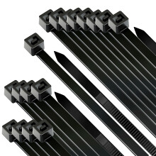 (Sort) Tesmax kabelbindere sort sæt, UV-resistent, 200 mm x 5 mm, nylon, super holdbar, selvlåsende kompatibel med kabelstyring, Garde