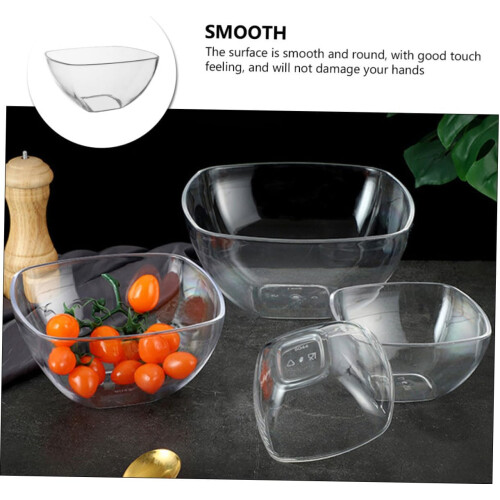Acrylic Dessert Bowl Medium Square Serving Bowl, Lightweight MultiUse for Fruit Yogurt Ice Cream, Kitchenware for Home 2