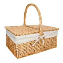 Handwoven Picnics Hamper With Lid And Liner Handwoven Storage Basket For Vegetables And Fruit Wicker Home Decoration