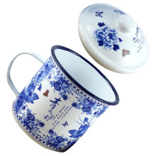 Enamel Mug With Lid Retro Thickened Enamel Cup For Camping Picnic Lightweight Sturdy For Hot And Cold Drinks