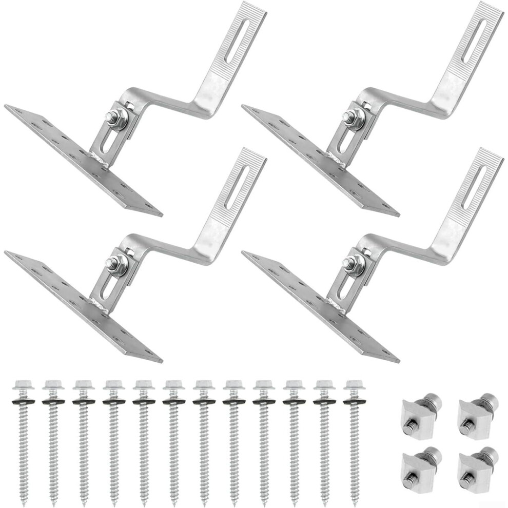 Photovoltaic Roof Hooks Adjustable 304 Stainless Steel Bracket For Easy Solar Panel Mounting Pack Of 4 Sets 9323874245508