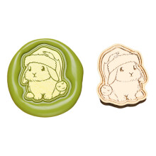 Tête de tampon de sceau vintage avec-lapin des neiges de Noël
