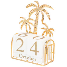 Desktop Kalender Holz Goldener Block 3 4,91x3,34x1,57 Zoll