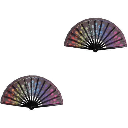 2 Pcs Delicate Peacocks Tail Design Folding Craft Fan 2