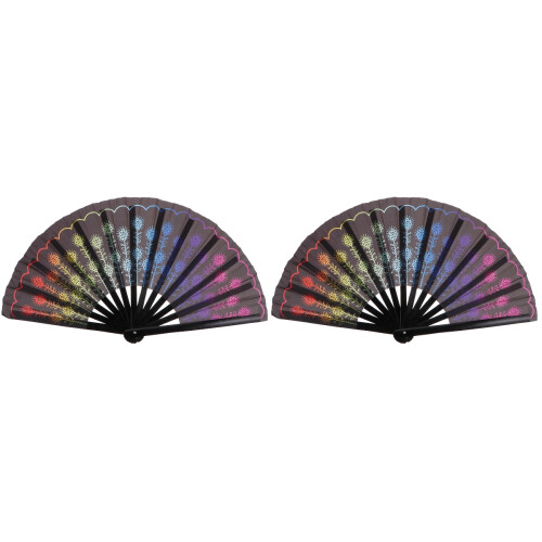 2 Pcs Delicate Peacocks Tail Design Folding Craft Fan 1