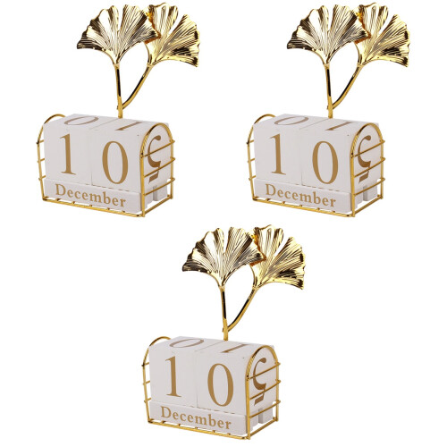 3Pcs Desk Block Calendar Rustic Desktop Perpetual Office Decor 2
