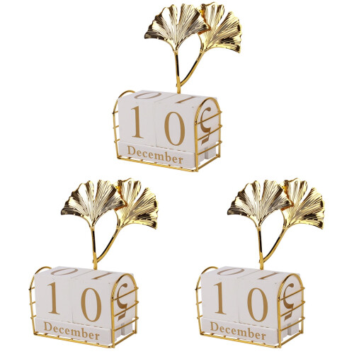 3Pcs Desk Block Calendar Rustic Desktop Perpetual Office Decor 1