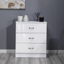 (White, 3 Draw) Chiswick Chest of Drawers Bedside Drawer Cabinets