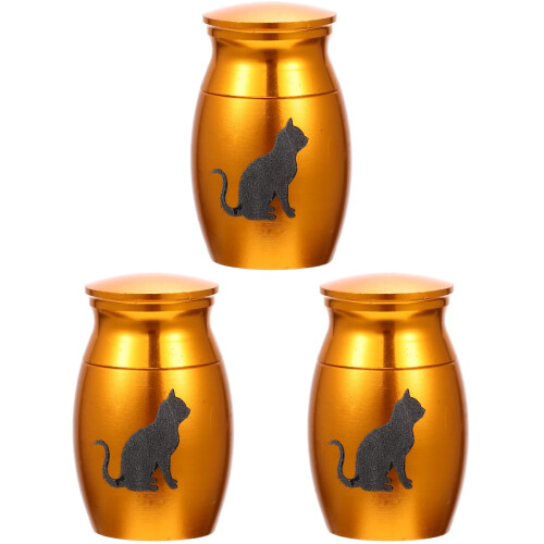3Stk. Katzen Kremationsurne Grabkapsel Behälter 1