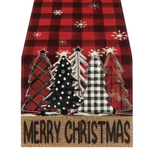 Tablecloth Table Runner Santa Snowman-Grid pine reindeer