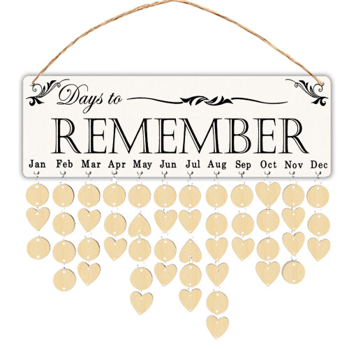 2Pcs Conjunto Calendário Especiais Madeira Suspensa